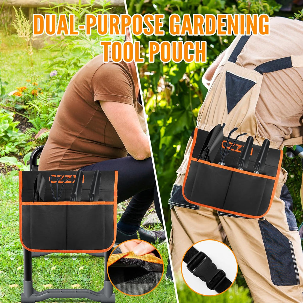 CZZXI Garden Kneeler and Seat, Wider and Thicker Kneeling Pad | Heavy Duty Gardening Stool with Gardening Tool Pouch
