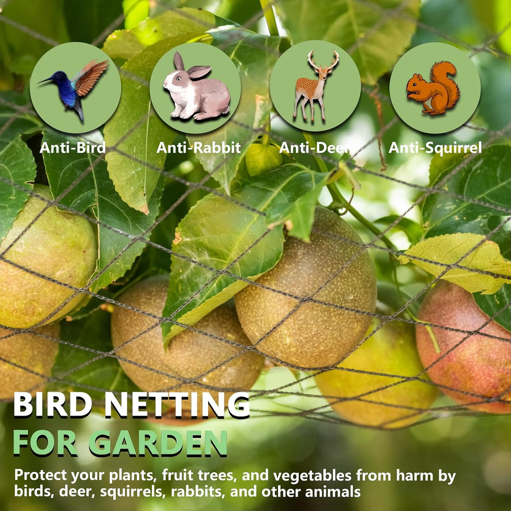 Bird Netting 7.5x100 FT,1/2" Mesh Heavy Duty Garden Netting | Black Net Pest Barrier for Fruit Trees,Chicken