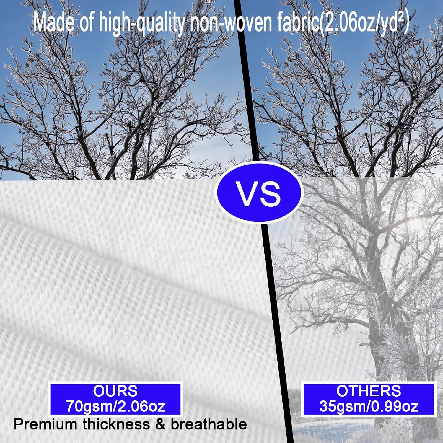 CMINGJ Plant Frost Protection Covers with Viewing Window, 39.37" x 39.37", 2.06oz/yd², Reusable Drawstring Tree Cover