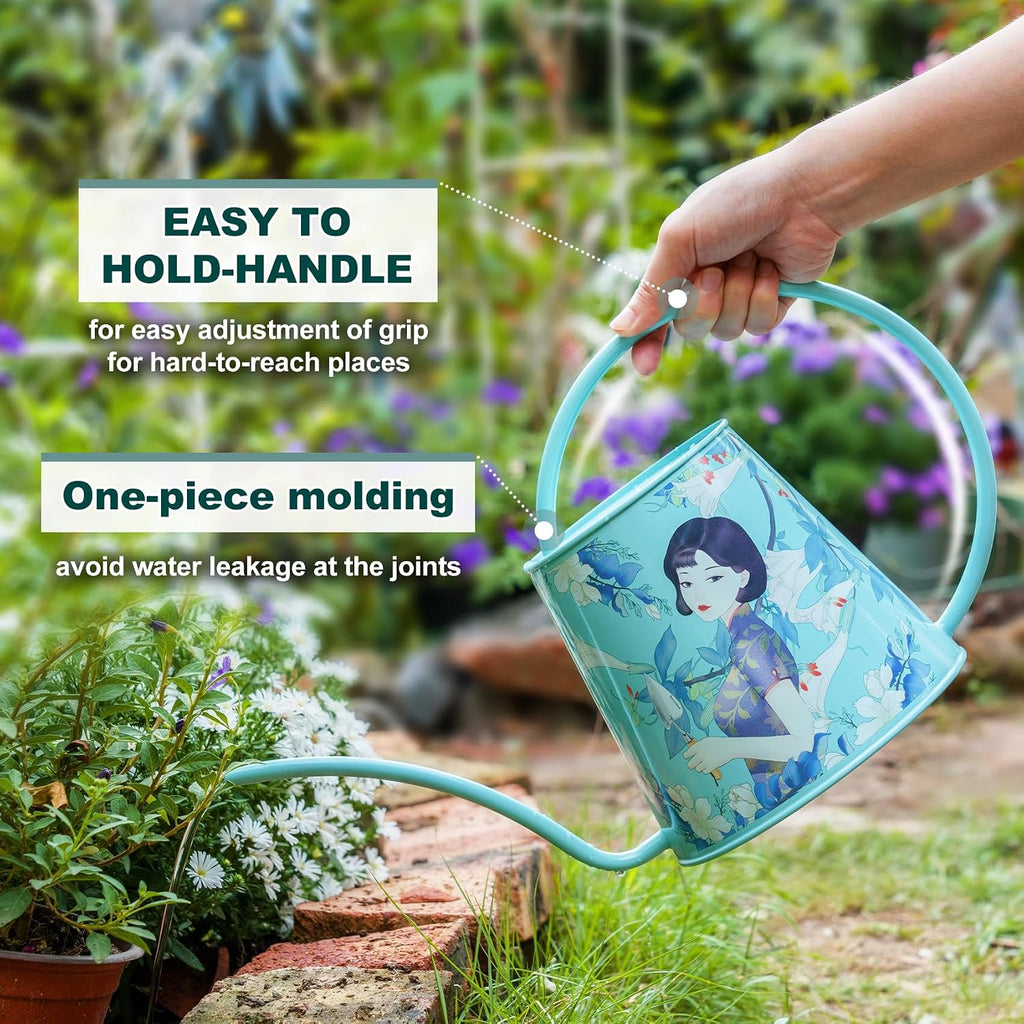 Berry&Bird 2L Long Spout Watering Can, Stainless Steel Water Can (Magnolia) | 2L stainless steel watering can, long