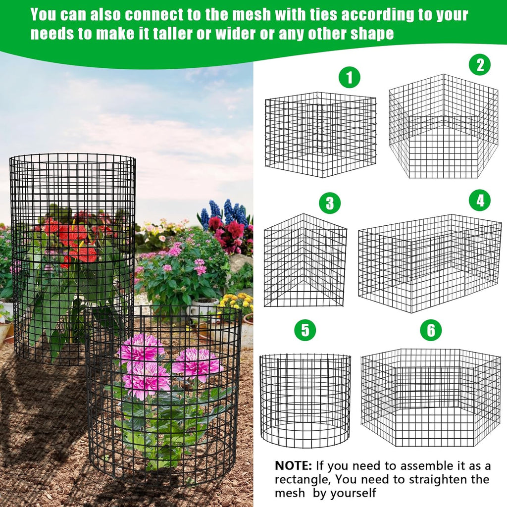 5 Pack Plant Protectors from Animals, 17x14" Plant Cages for Outdoor Plants | Wire Plant Protector, Thick Metal