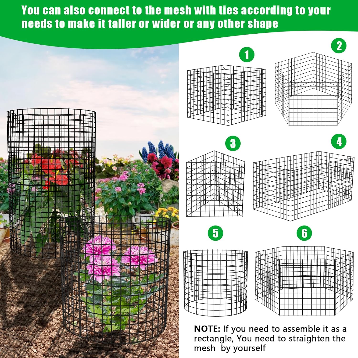 5 Pack Plant Protectors from Animals, 17x14" Plant Cages for Outdoor Plants | Wire Plant Protector, Thick Metal