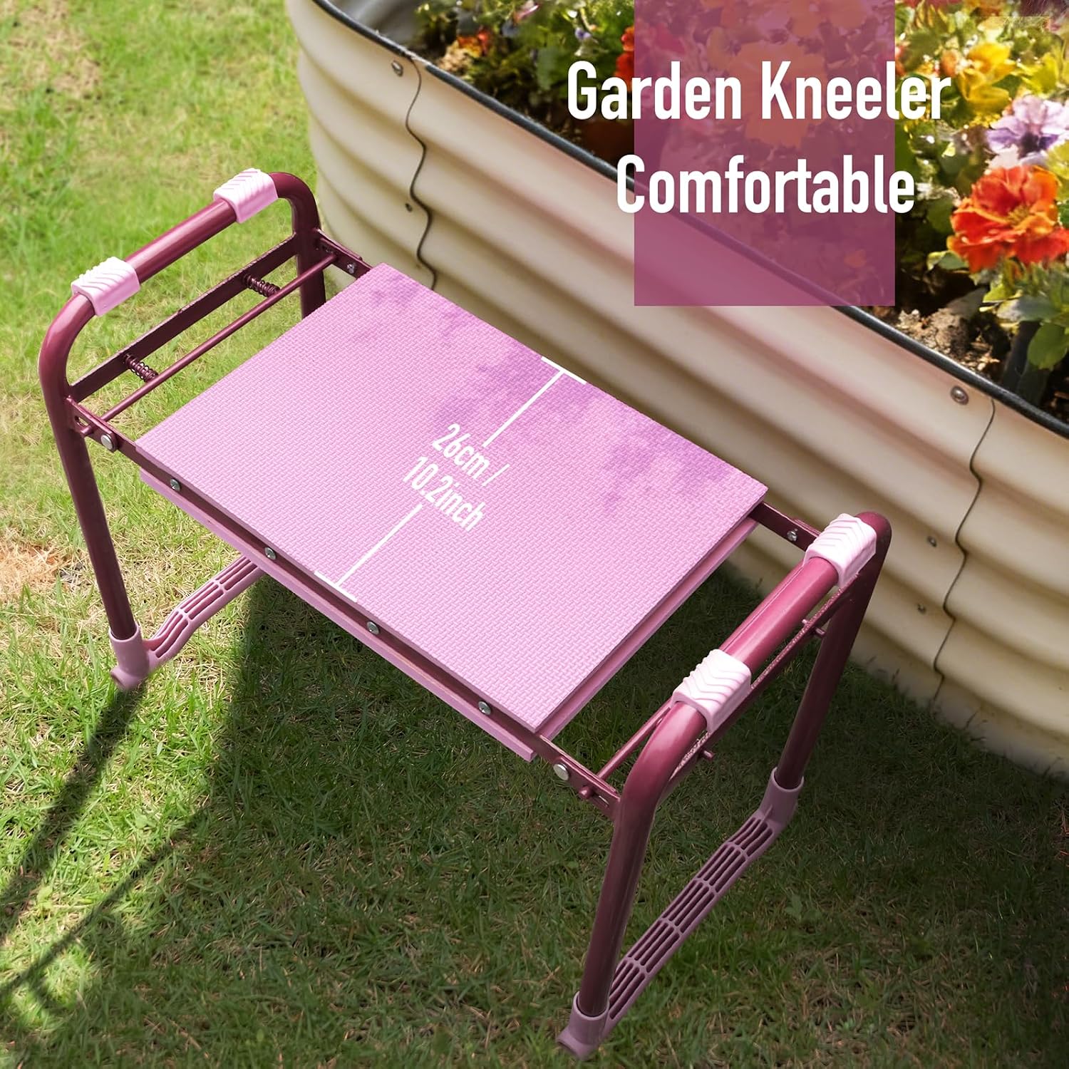 Folding Garden Stool and Kneeler, Heavy Duty Garden Kneeler and Seat, Kneeling Device for Gardening, Gardeners and
