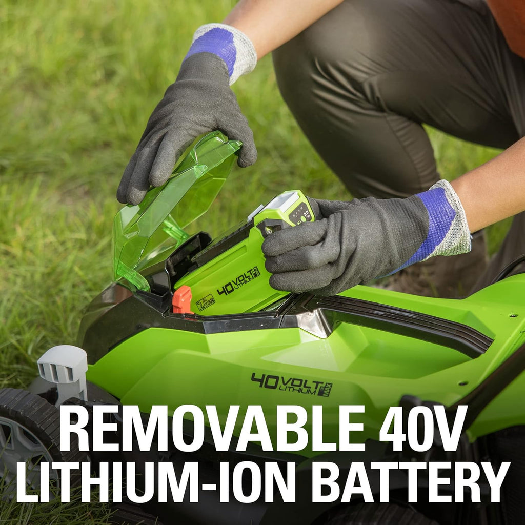 Greenworks 40V 14" Cordless (Push) Lawn Mower (75+ Compatible Tools), 4.0Ah Battery and Charger Included