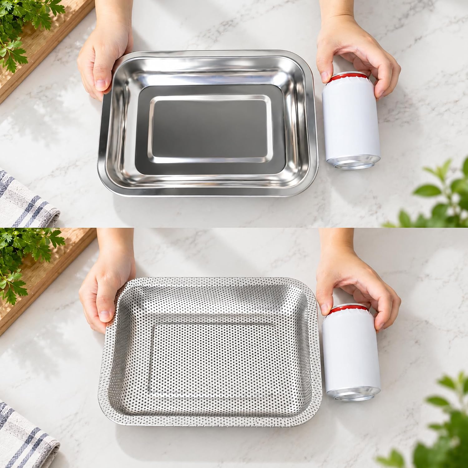 2 Pack Stainless Steel Seed Sprouter Trays, 2-Tier Soil-Free Microgreens Growing Kit, Rust-Free Sprouting Tray with