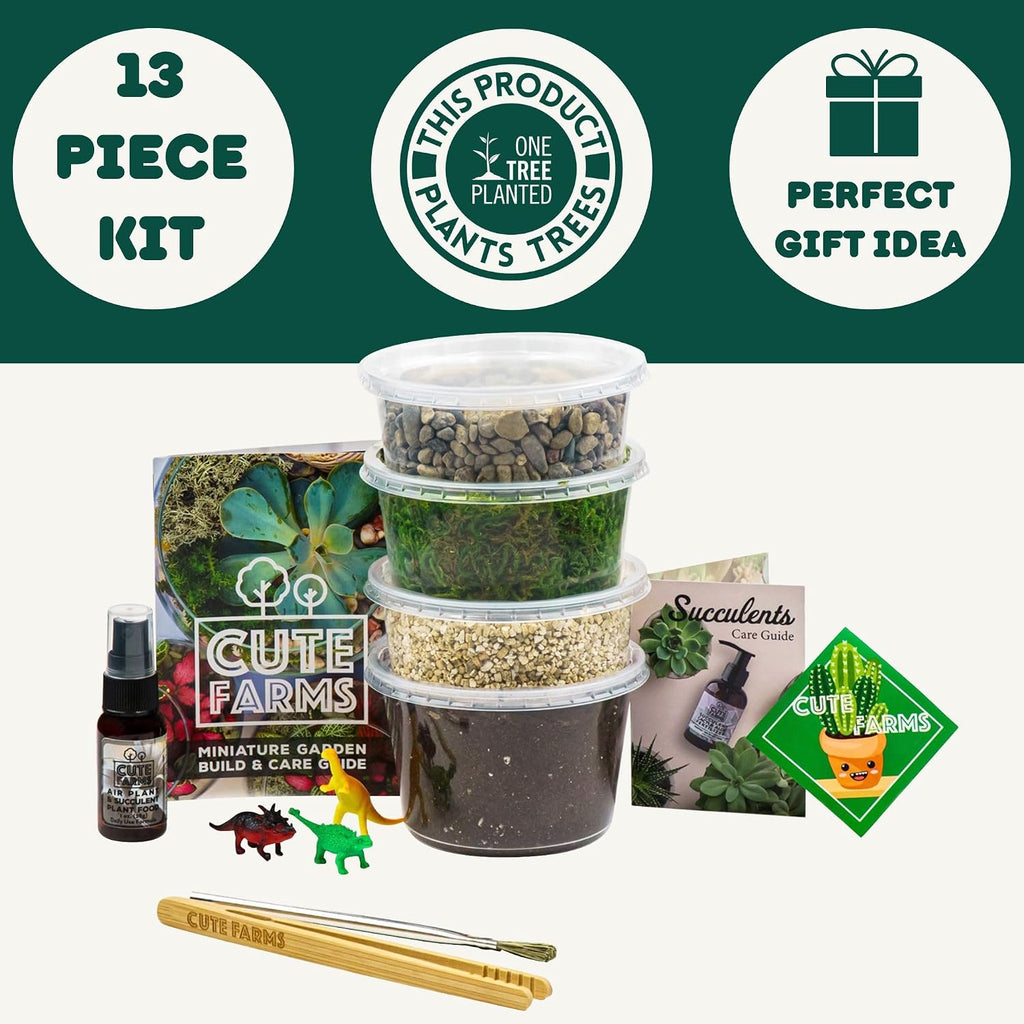 Terrarium Starter Kit | Moss, Vermiculite, Soil, Pebbles, Plant Food, Finishing Tools, Build and Care Guide | DIY