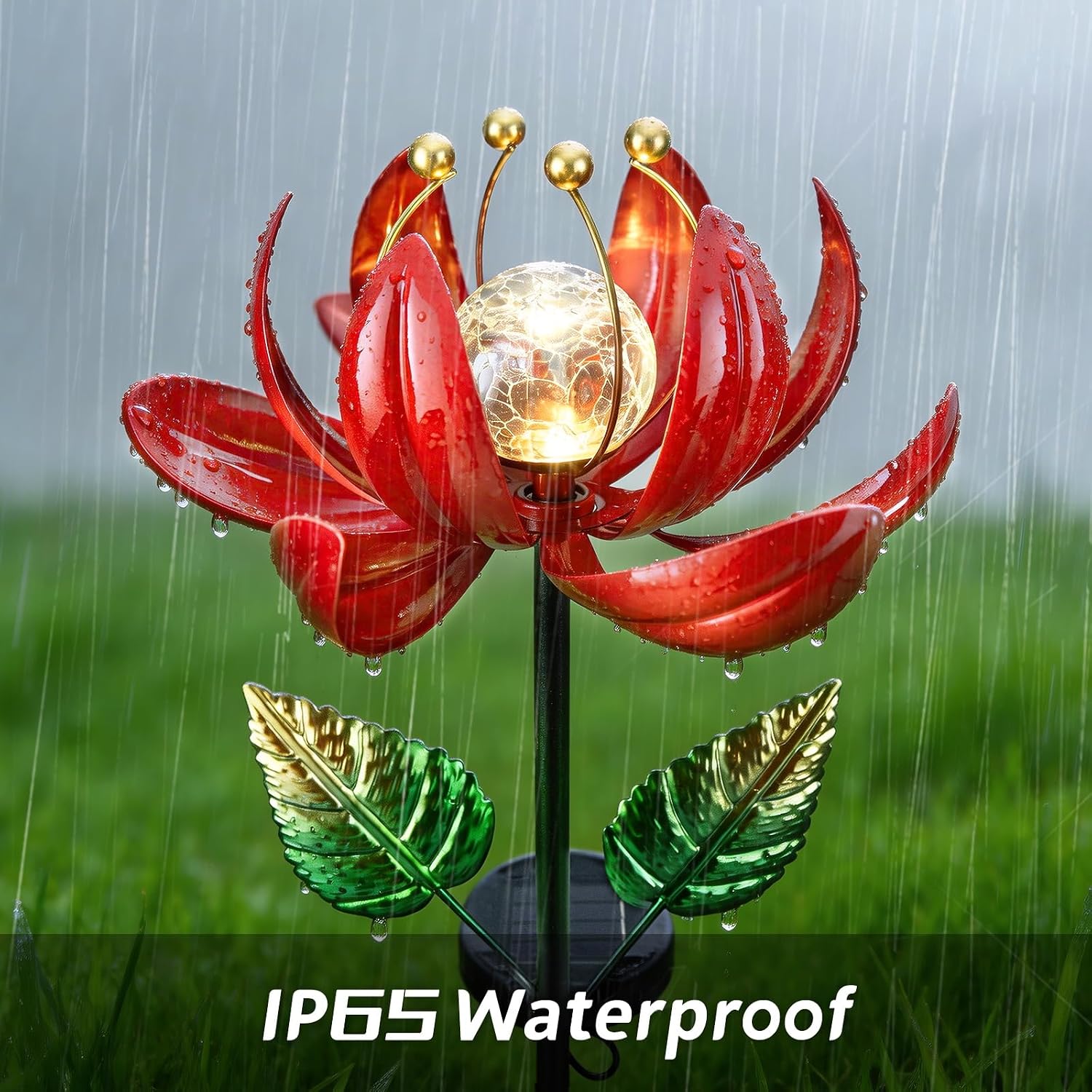 AIINY Solar Lights Outdoor Garden Decor, Solar Wind Spinner Yard Decorations Gifts for Outside, Lotus Windmill Pathway