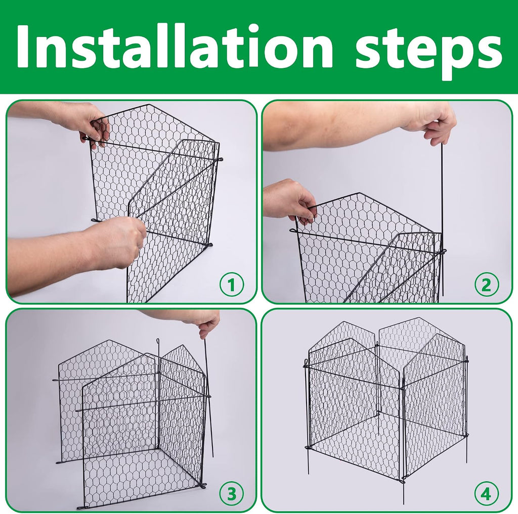 DECOHS 4 Packs Chicken Wire Cloche Plant Protectors from Animals Garden Plant Cage Protector - Wire Plant Protectors to