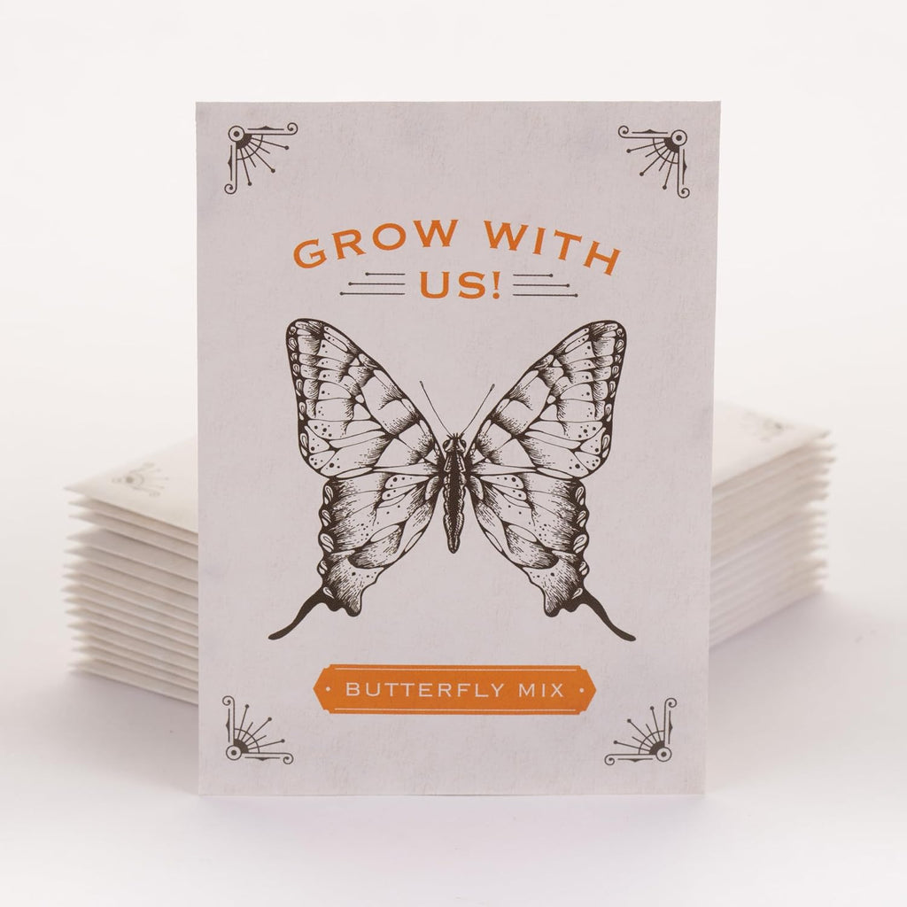 Bentley Seeds Grow with Us Pre Filled Butterfly Mix Seed Packets - 25 Individual Assortment Butterfly Mix Seed Packs