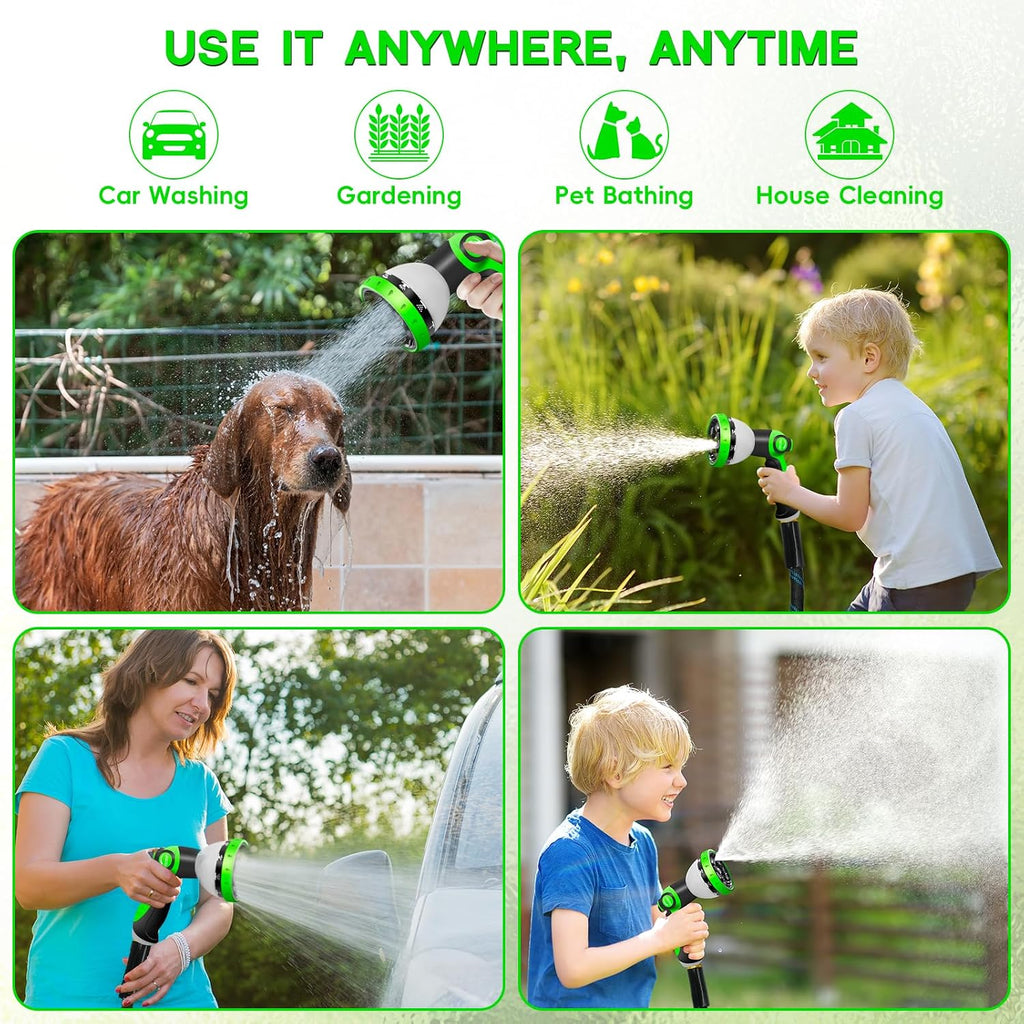 Junredy Garden Hose 50 FT, NON-EXPANDABLE Heavy-Duty Flexible & Lightweight Water Hose with 10-Function Nozzle