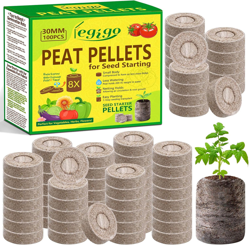INCIKITI 40Pcs 3.15 Inch Peat Pots, Biodegradable Eco-Friendly Round Plant Seedling Starters Kit, Seed Germination Trays with 10 Labels for Flower Vegetable Tomato Saplings & Herb Germination, Khaki