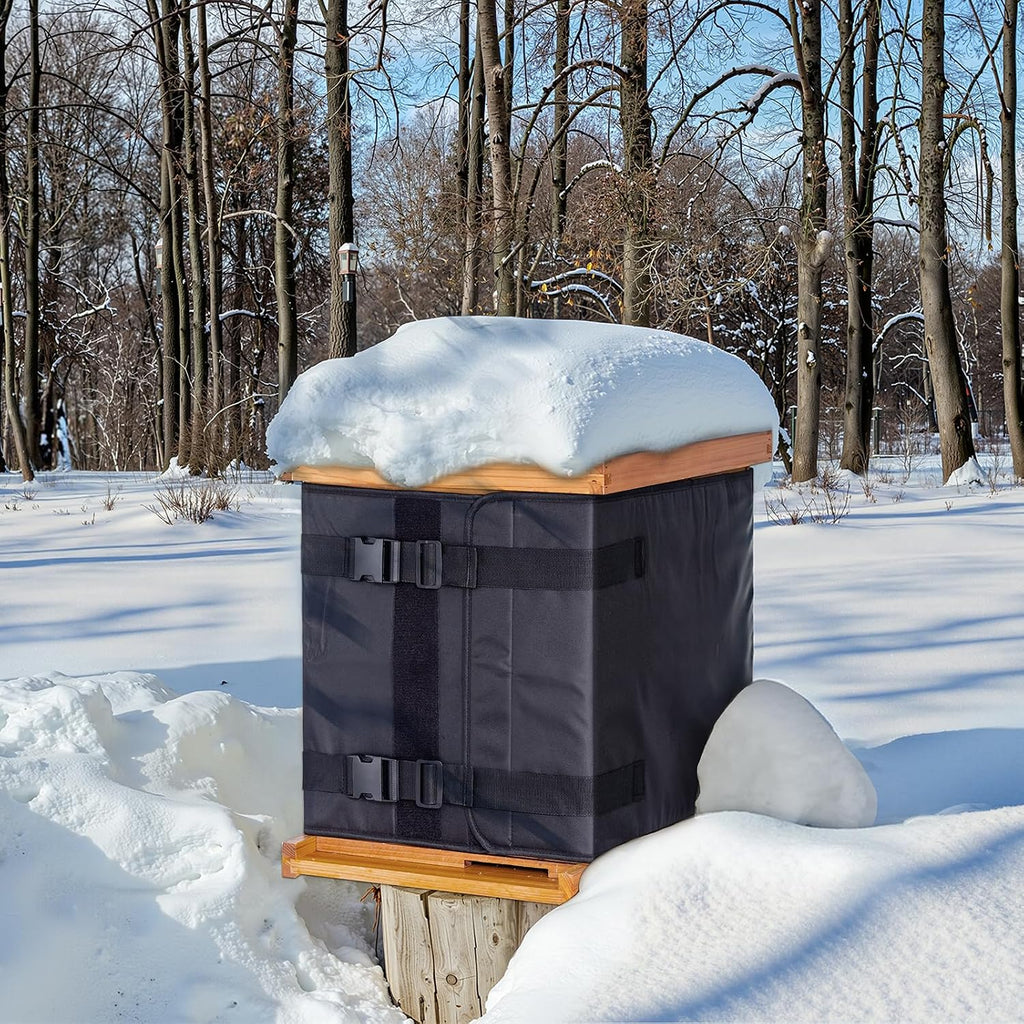 Winter Bee Hive Wrap for 10 and 8 Frame Beehives, 600D Oxford Cloth Adjustable Beehive Wrap for 2 Deep Hive Boxes