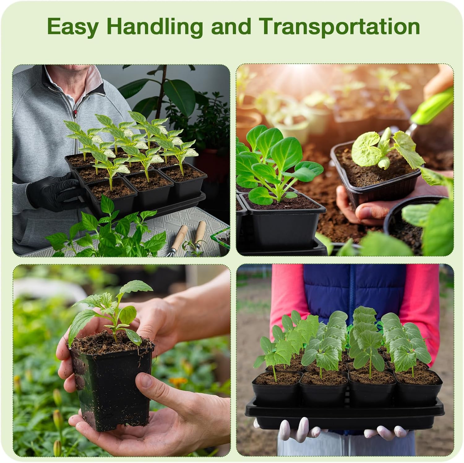 80Pcs 2.5inch Square Nursery Pots with 5Pcs Seed Starting Trays, Seed Starter Tray Kit, Seeds Starting Germination