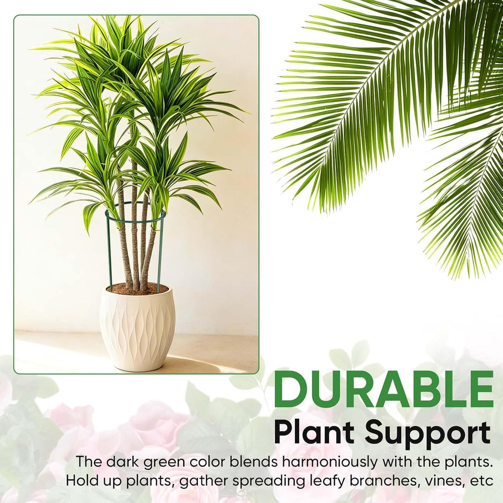 HiGift 10 Pack 24" H x 10" W Tall Plant Support Stakes, Half Round Metal Peony Cages and Supports, Monstera Plant