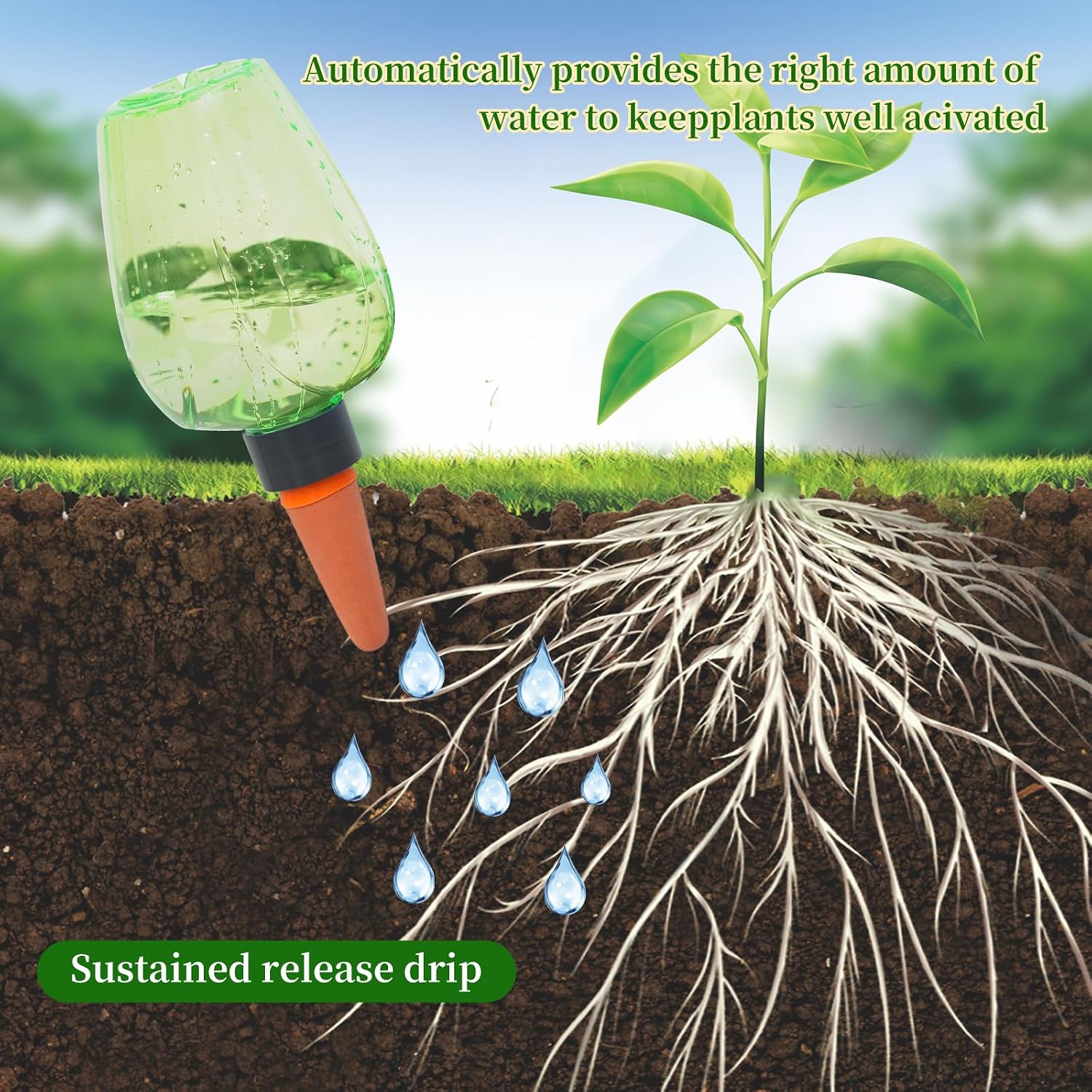 6pcs Plant Self Watering Globes, Plastic Water Bulbs Top Fill, 12.3 oz Plant Watering Devices System Slow Release