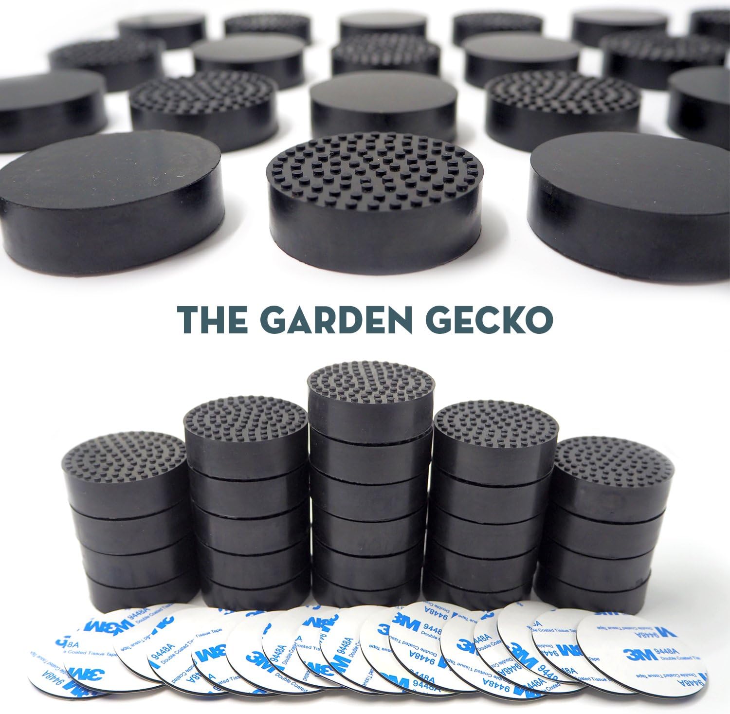 Plant Pot Feet with Adhesive Pads, Outdoor, 24 Pack | solid EPDM rubber pot risers with pads, aid drainage airflow