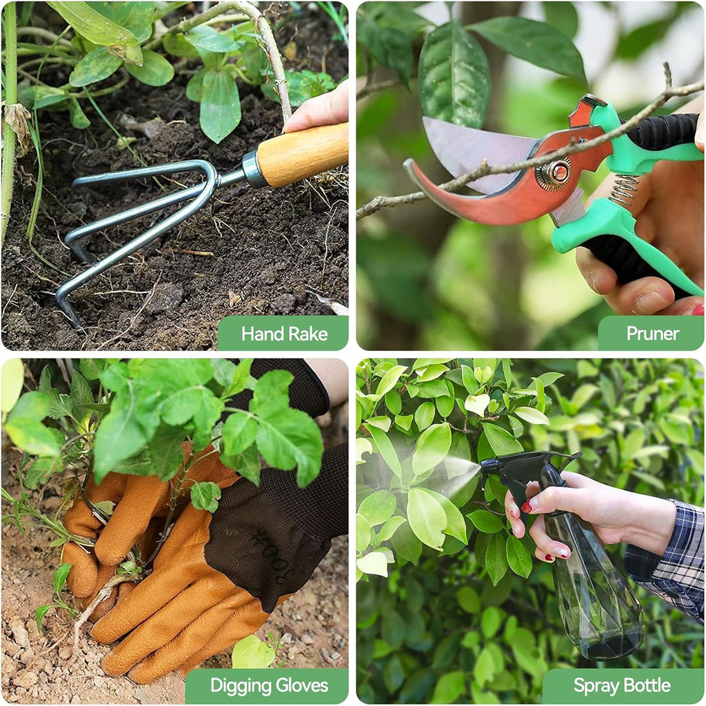 Heavy Duty Gardening Tools with Handbag, Gardening Gifts for Women | Rust-Resistant Steel Garden Tool Sets for Women