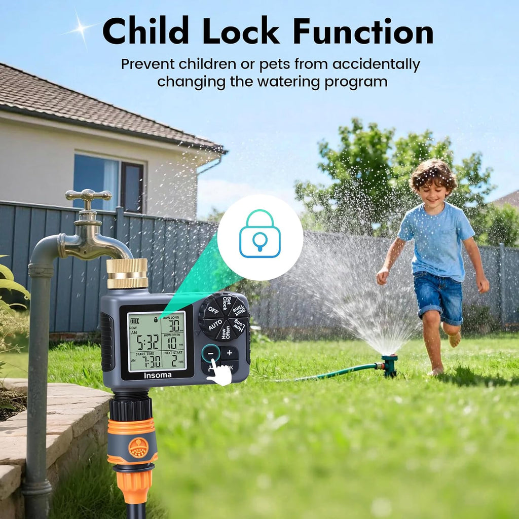 Sprinkler Timer with Brass Inlet, Water Timer for Garden Hose with Auto/Manual/Rain Delay Mode, Easy Setup Hose Timers