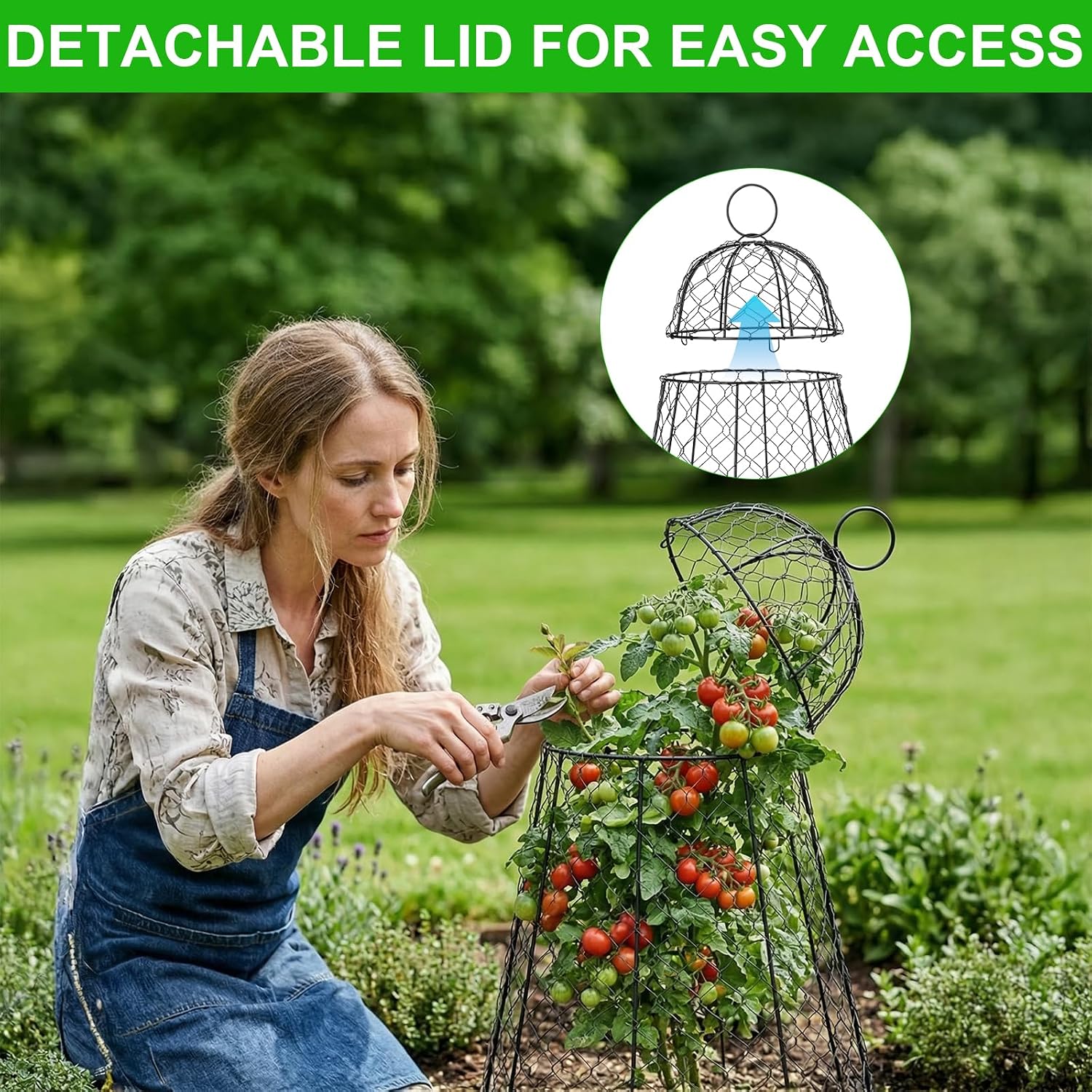 Garden Cloches for Plants 3 Pack - Chicken Wire Outdoor Plant Protectors from Animals - Heavy-Duty Metal Cage with