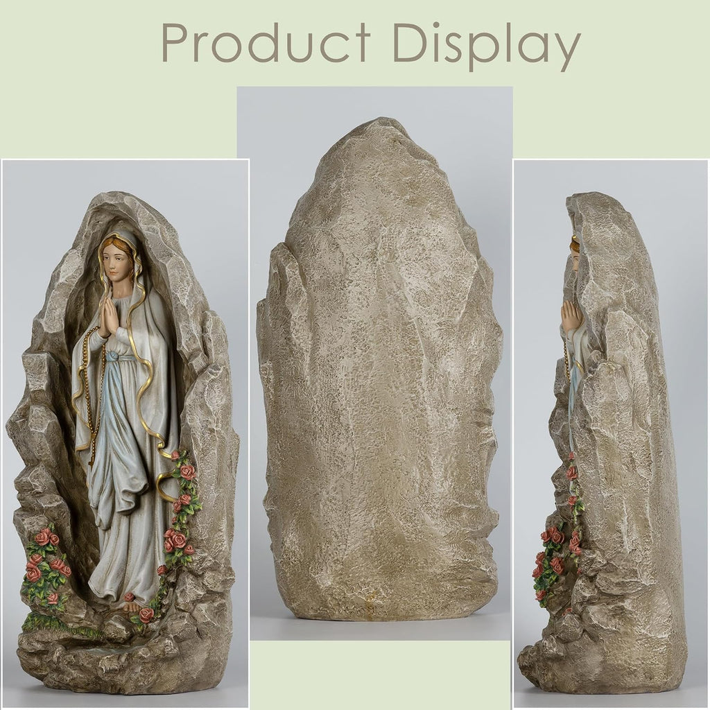 Our Lady of Lourdes Statue - 24 Inches Virgin Mary Statue Outdoor Catholic Garden Decor, Our Lady of Lourdes Grotto