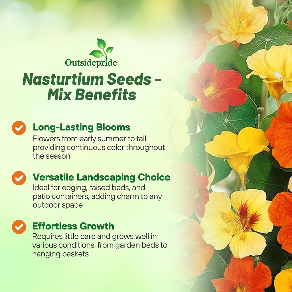 Outsidepride Jewel Mix Nasturtium Seeds - 5 lbs. Annual, Easy to Grow & Versatile, Flower Seeds for Planting Vibrant