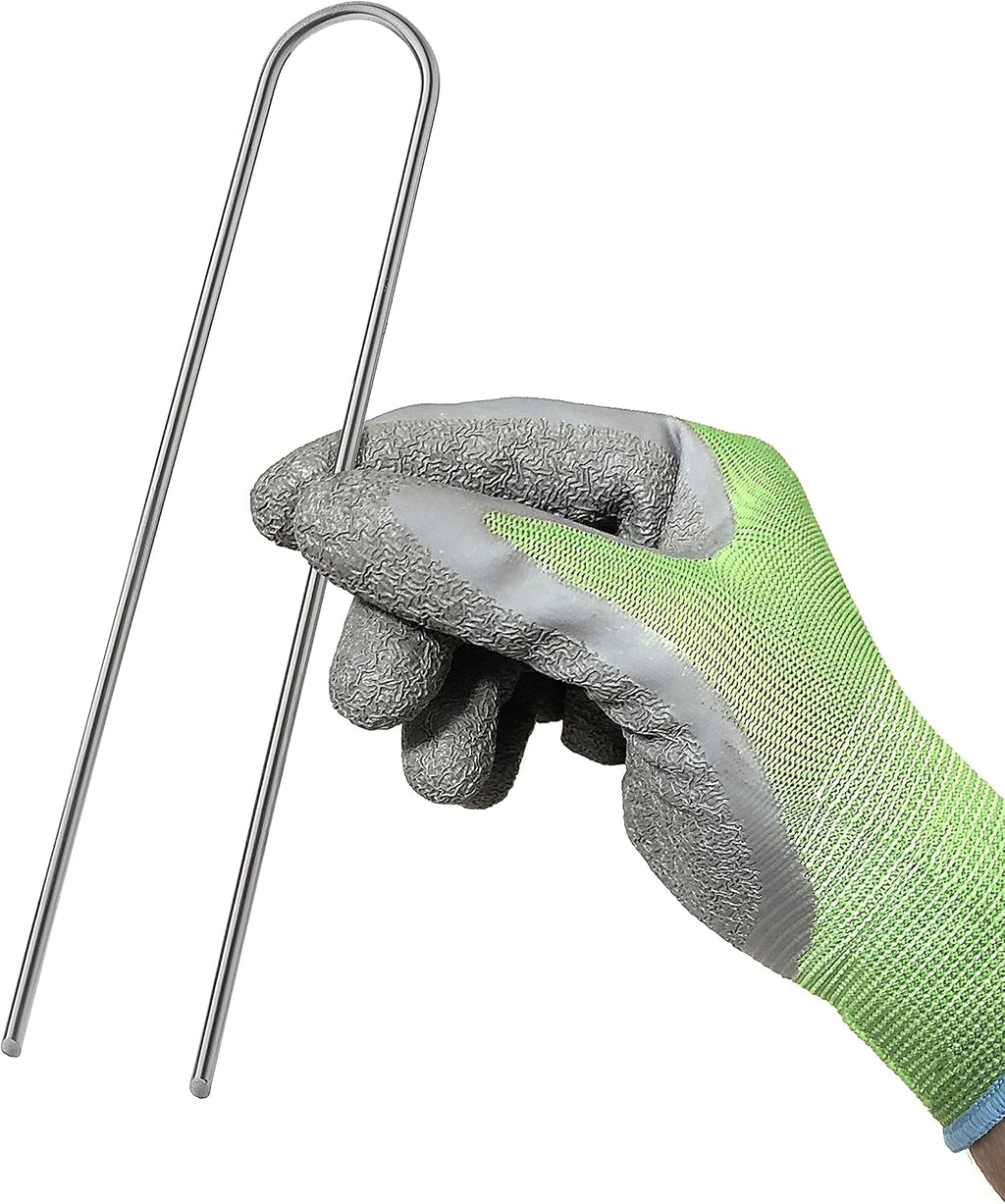 GardenMate 100-Pack Anti-Rust 8 Inch 9 Gauge Heavy-Duty U-Shaped Garden Securing Stakes/Spikes/Pins/Pegs - Hot Dipped