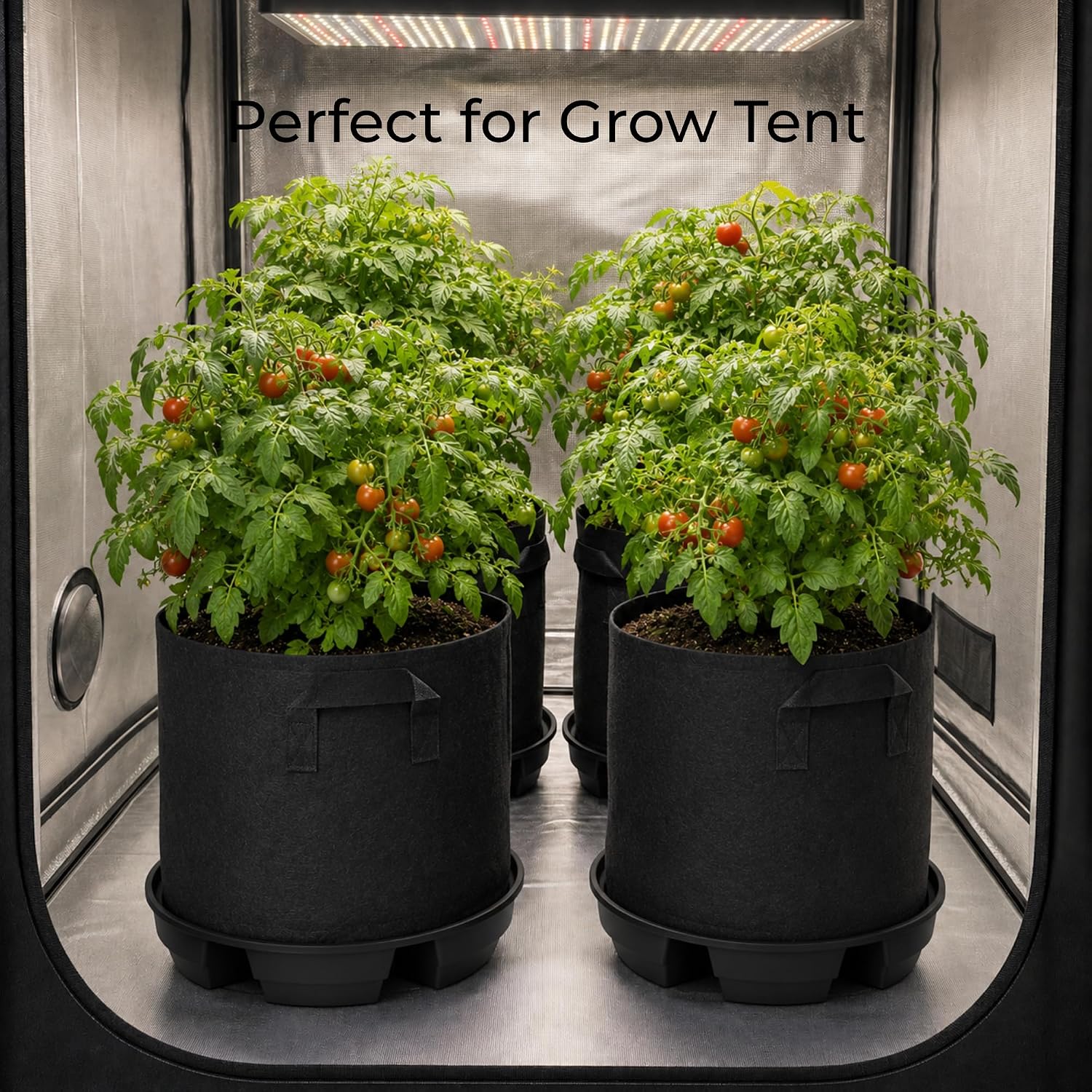 4 Pack Self-Watering Pot Bases for 5 Gallon Grow Bags, Bottom Watering Plant Saucers with Wicking Irrigation System