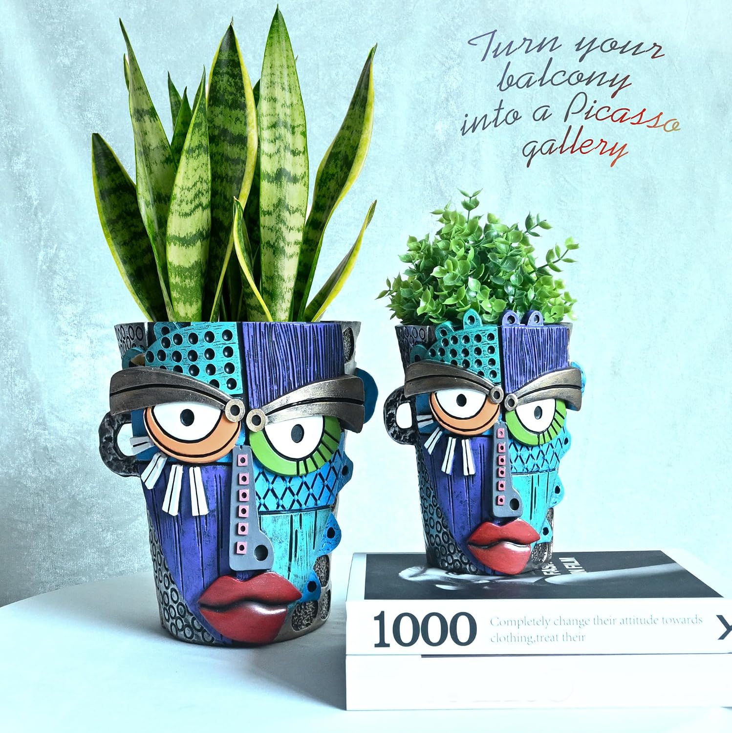 Midogaigai Abstract Face Planter Pots for Indoor Plants & Flowers Deco Gift | Funny Planter,Colorful Resin Flower Pots