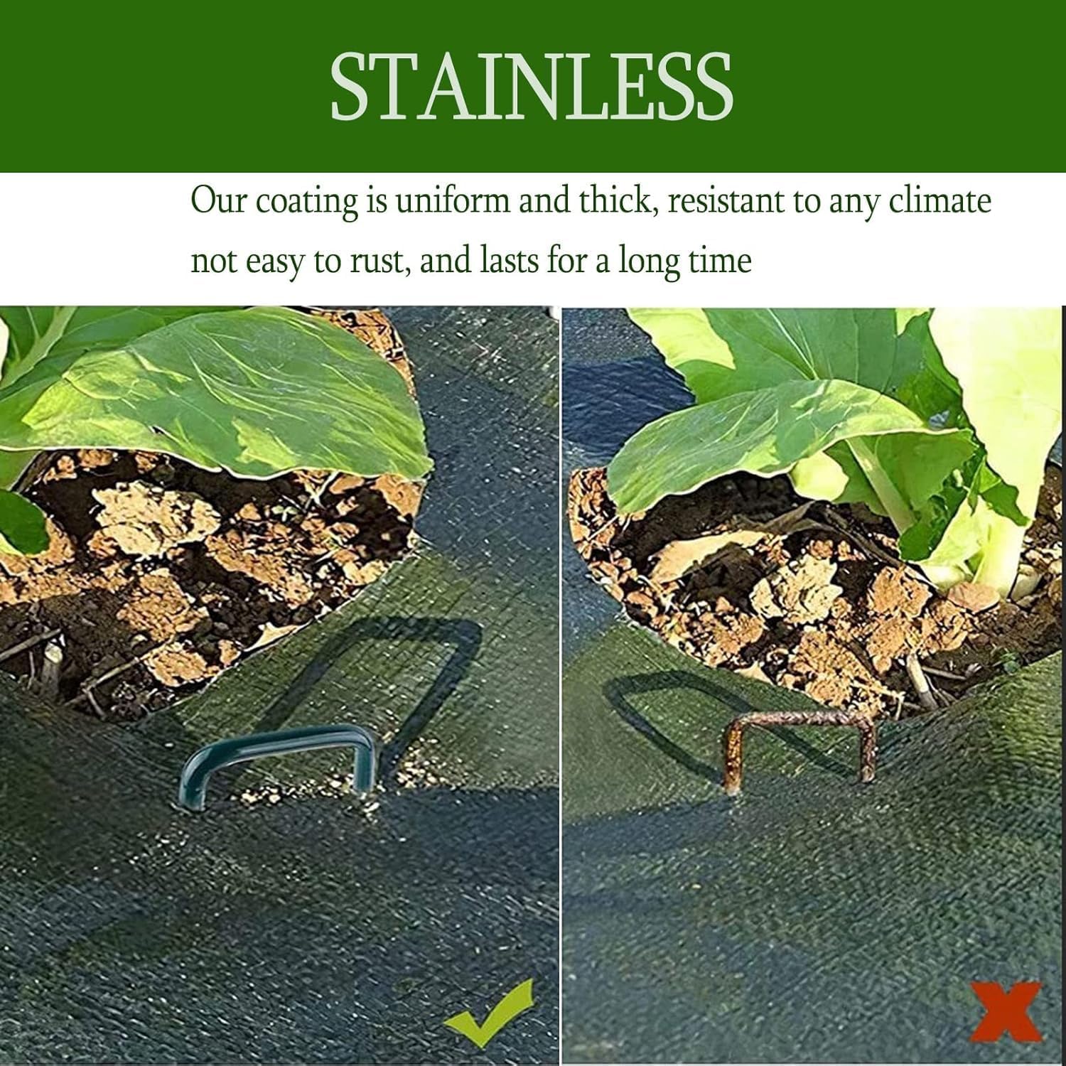 Artificial Turf Staples 6 Inch Heavy Duty 11 Gauge Green Coated Landscape Pins 100 Pack Galvanized Rust Resistant