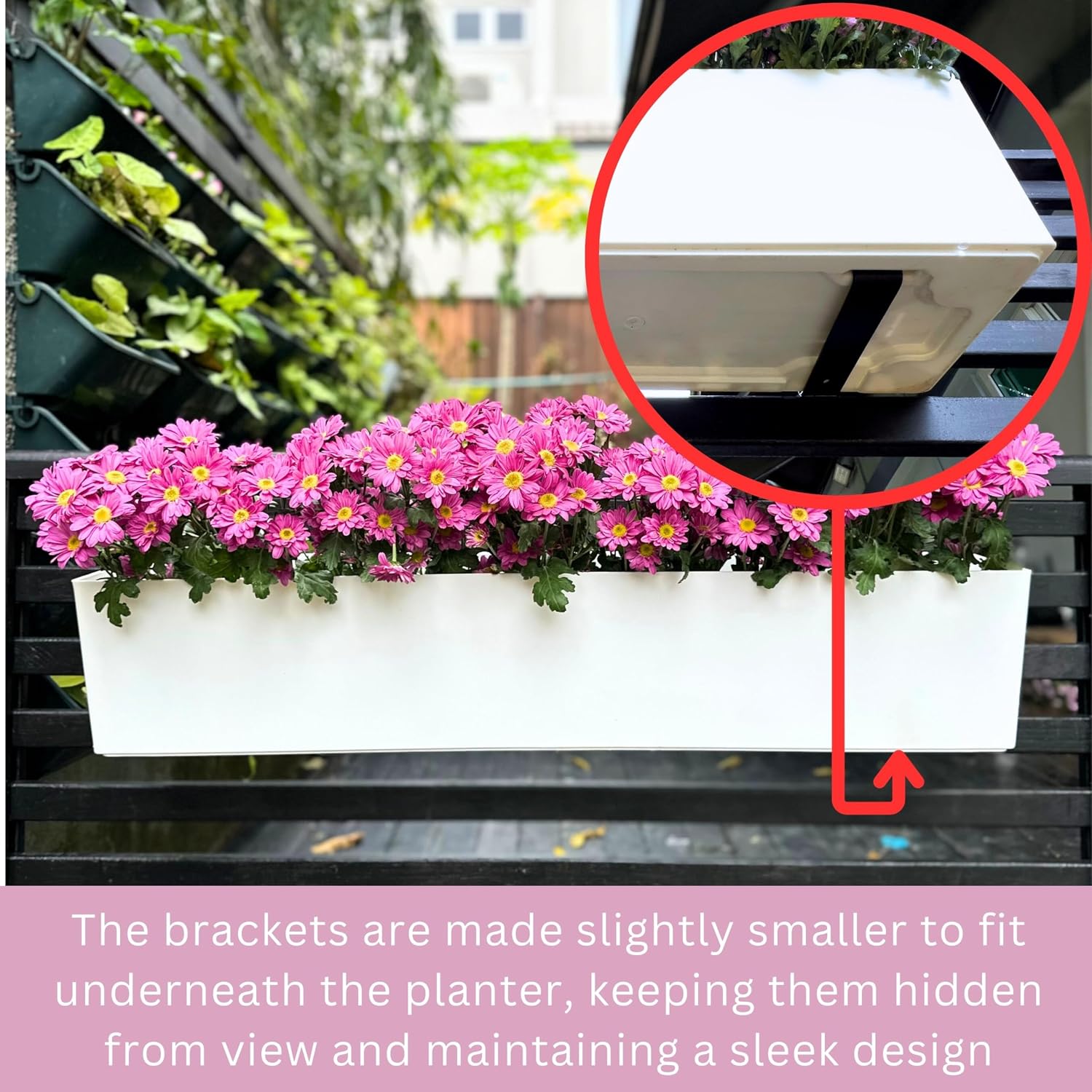 LaLaGreen Hanging Planter Boxes (2 Pack, 40") Extra Large White Rectangular Window Flower Box with Bracket Self