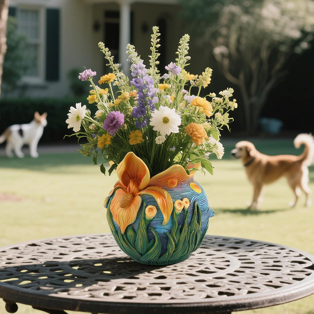 Starry Night Plant Pot - 6.8inch Unique Flower Pot | Decorative Planters for Indoor Plants with Drainage Hole, Fun