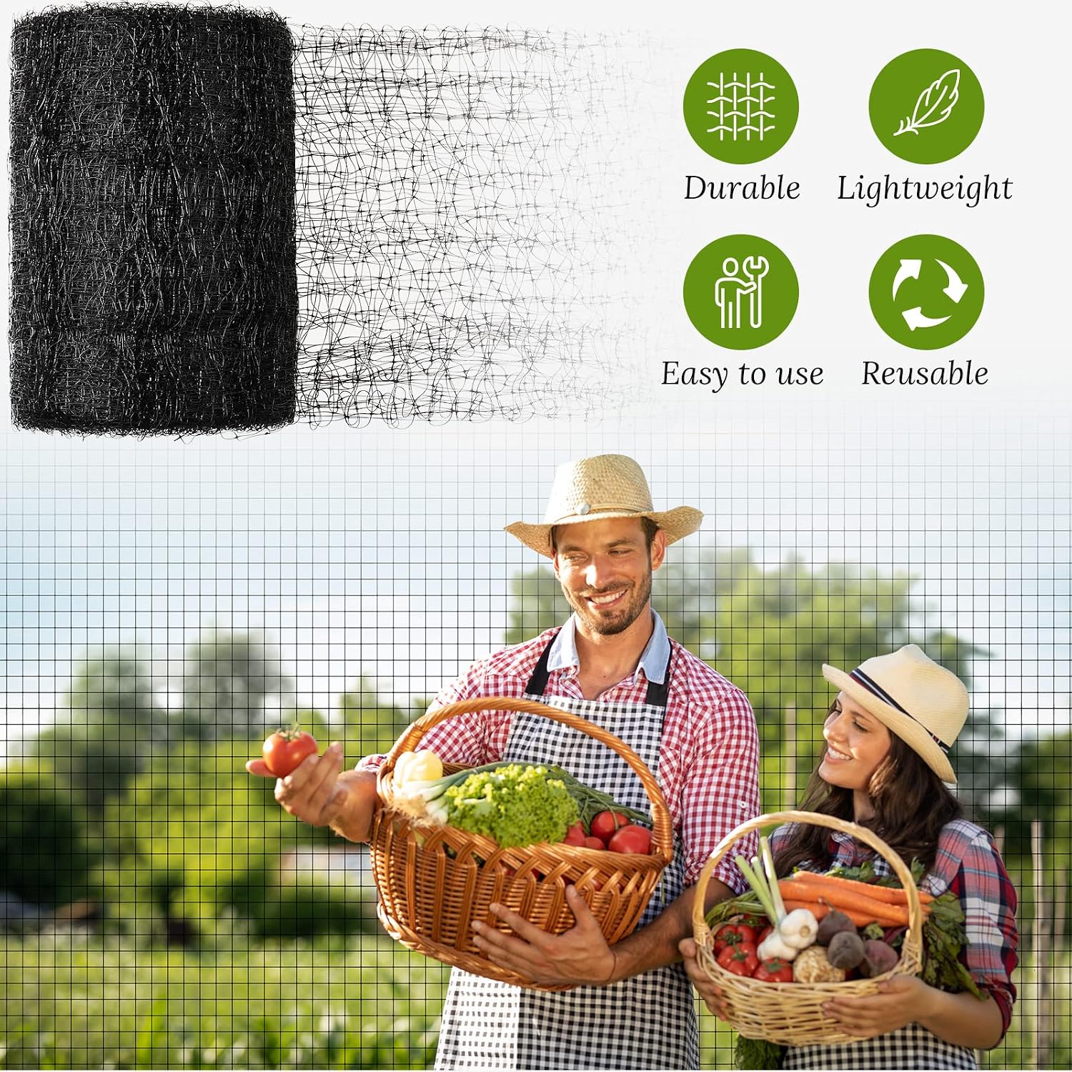 Woanger 3 Pack Deer Fence Netting Bird Netting Garden Net with 150 Pcs Cable Ties for Bird Protect Plants, Vegetables