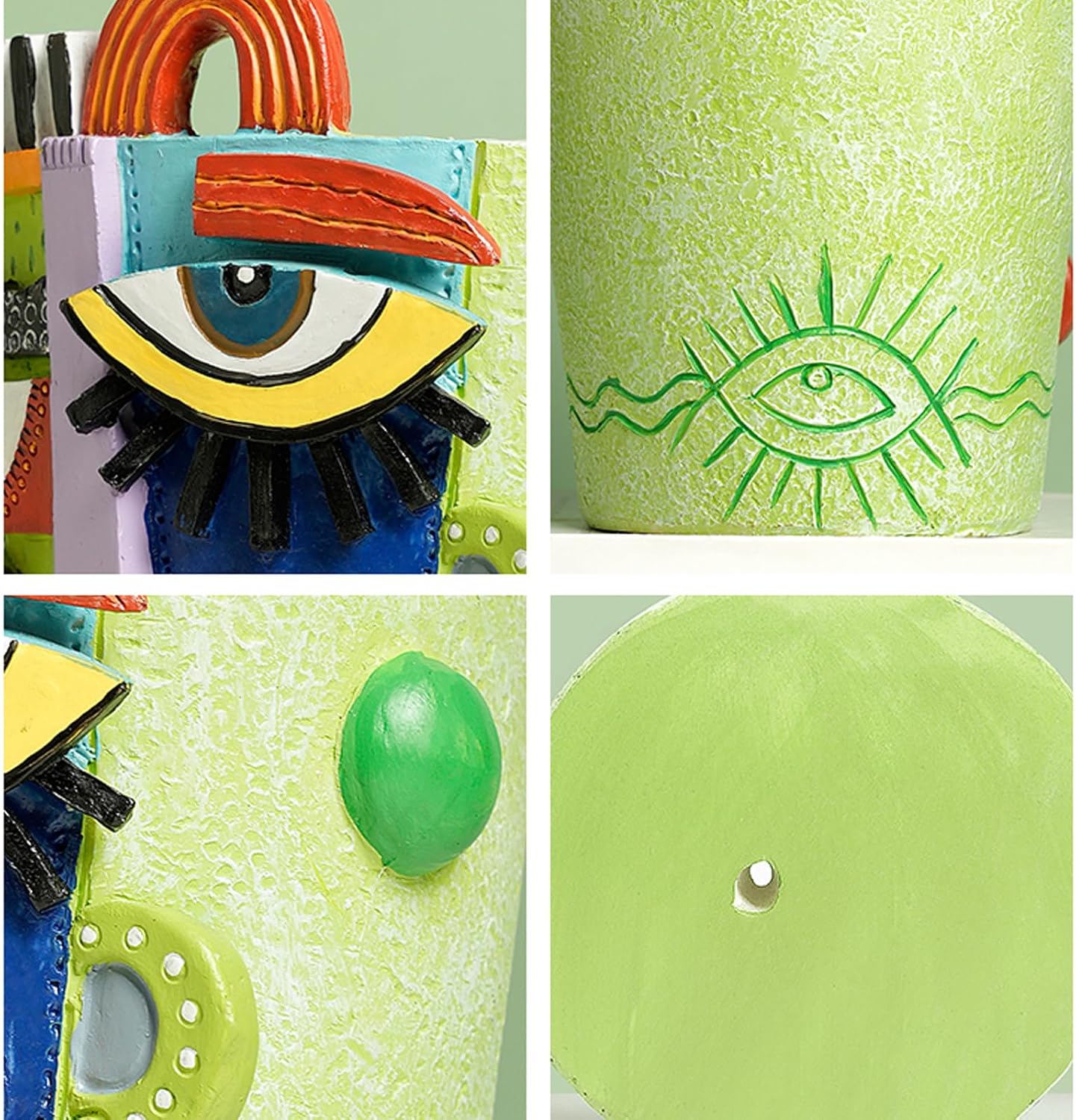 Picasso Abstract Face Planter Pots Funky Head Planters for Indoor Plants Colorful Flower Vase with Drainage Hole for