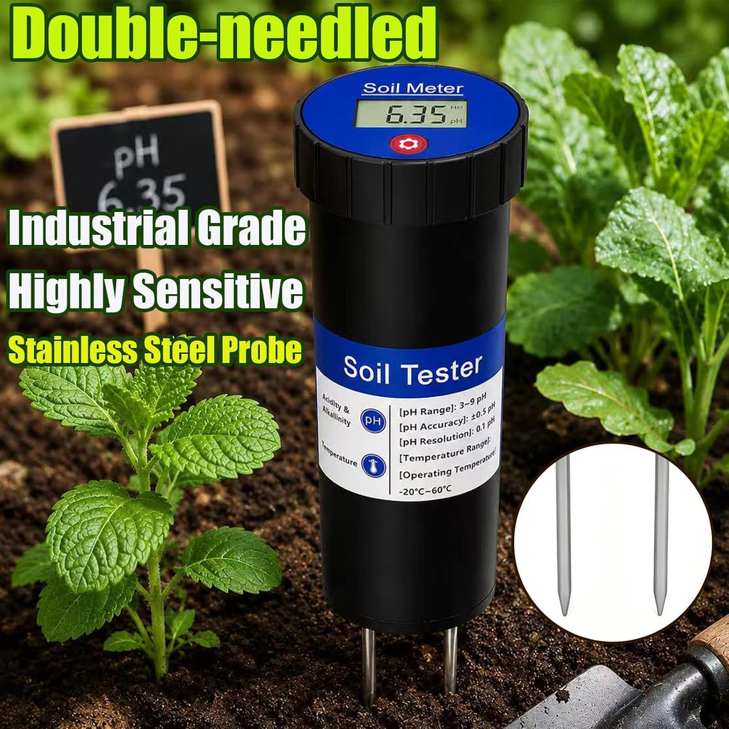 Digital Soil pH Meter – Industrial-Grade 3-8 pH Range Tester with Calibration-Free LCD Display, High Accuracy Soil pH
