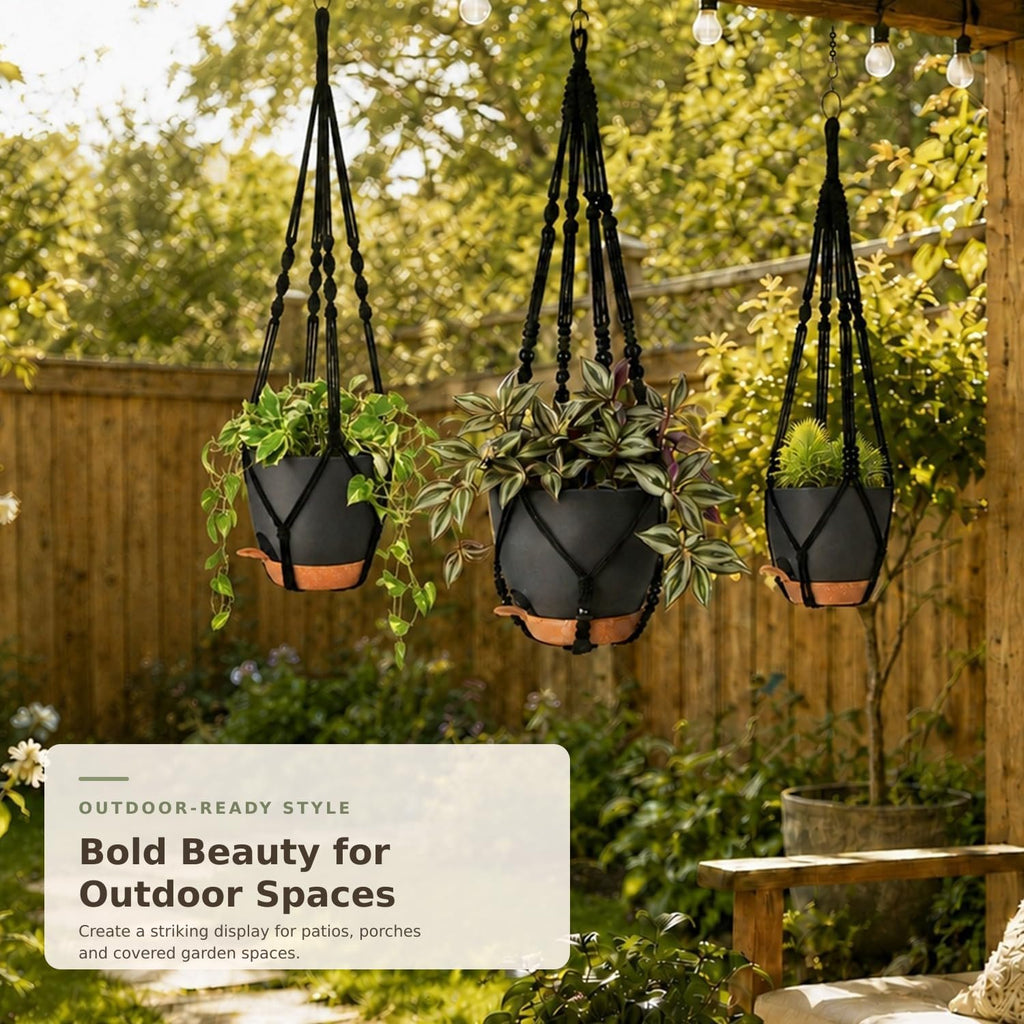 3 Pack Large Hanging Planters for Indoor Plants with Macrame Plant Hangers | 10/8/7 Inch Self Watering Pots with