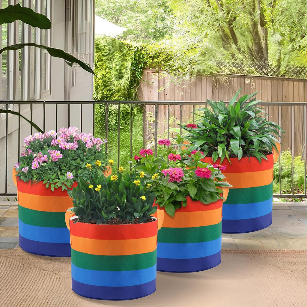 LITLANDSTAR 6 Pack 10 Gallon Grow Bags, Heavy Duty Thickened Colorful Nonwoven Plant Fabric Pots with Handles