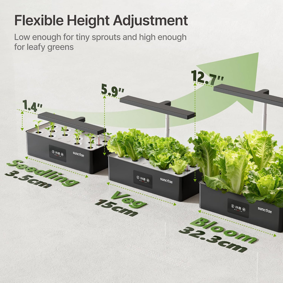 Hydroponics Growing System Kit with 24W Dimmable LED Light, Black | 12 Pods Indoor Herb Garden with Timer & Local Time