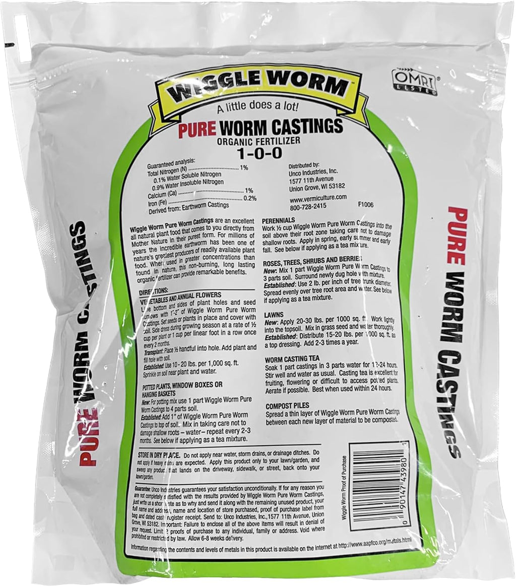 Wiggle Worm 100% Pure Organic Worm Casting Fertilizer, 4.5lb (Pack of 2) | Mineral-Dense Formula Improves Soil