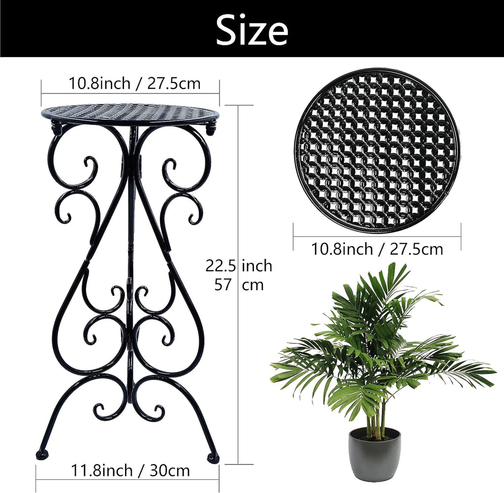 NAKUPE Metal Plant Stand Indoor Outdoor, Single Flower Pot Stands 22.5 Inch Tall, Planter Pedestal Holder for Patio