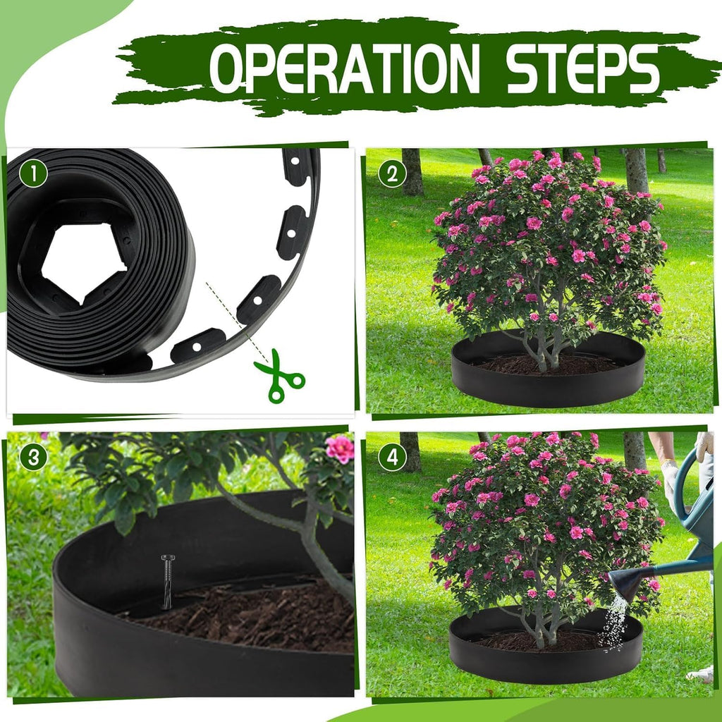 30 Ft Planting Grow Rings with 30 PCS Spikes Plant Rings for Outdoor Plants Planting Ring for Separate Rock and