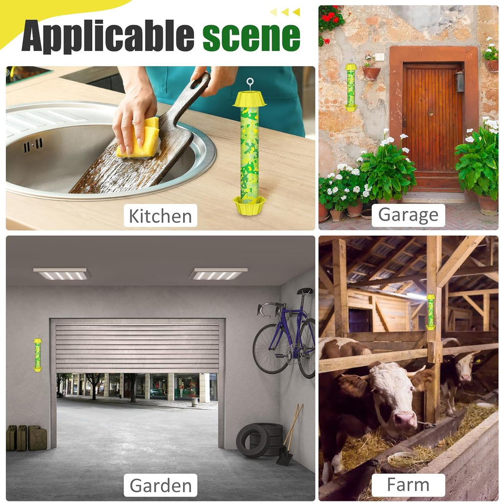 Qualirey 8 Pcs Sticky Fly Trap Fly Stick with Hanging Hook Adhesive Flying for Indoor Outdoor Trap Houseflies and