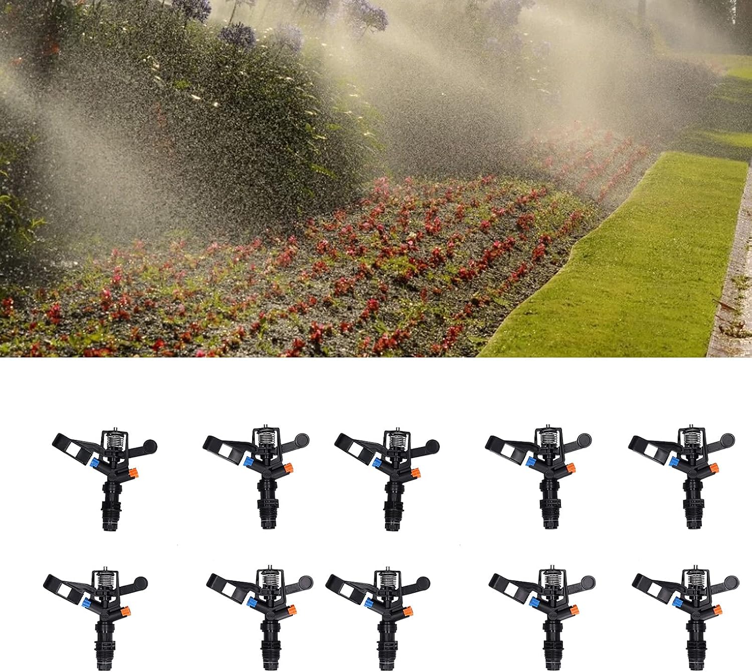 Rocking Arm Sprinklers,10PCS Plastics G 1/2 Male Thread 360° Rotating Sprinklers Watering Sprinkler for Yard Lawn and