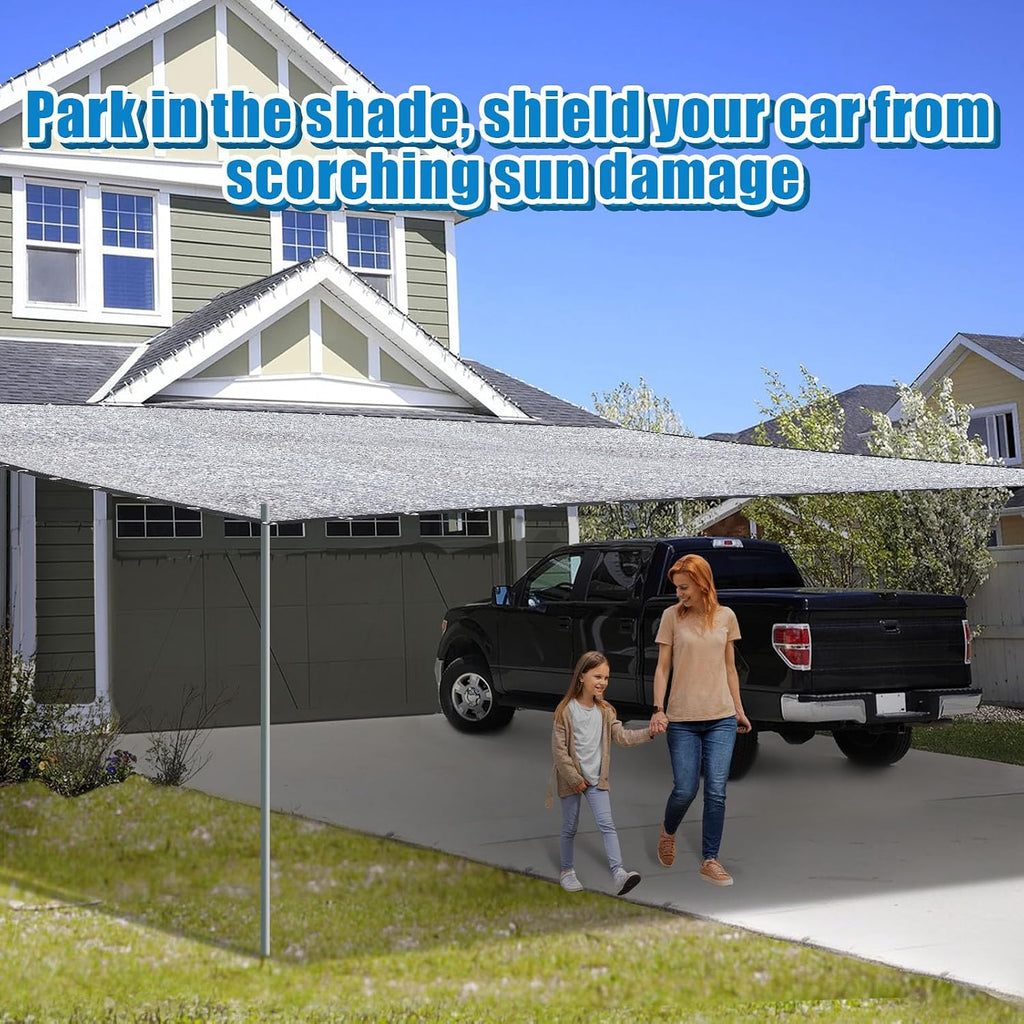 10' x 20' 70% Reflective Aluminet Shade Cloth, UV Protection and Cooling | Durable Sun Protective Shade Covers, with