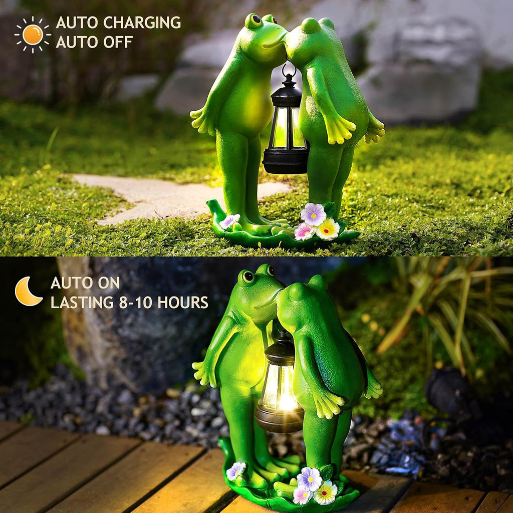 Solar Frogs Statue for Garden Mother's Day Decorations Solar Lantern LED Yard Decorations for Porch Patio,Yard,Lawn