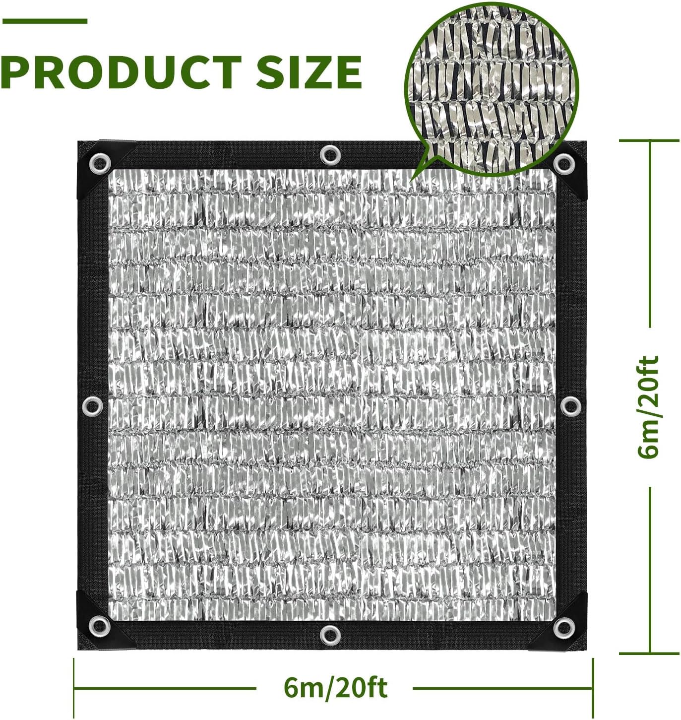 Shade Cloth-80% Aluminum Sunblock Neting,Durable Mesh Tarp with Grommets,Shade Cloth for Garden,Car, Outdoor