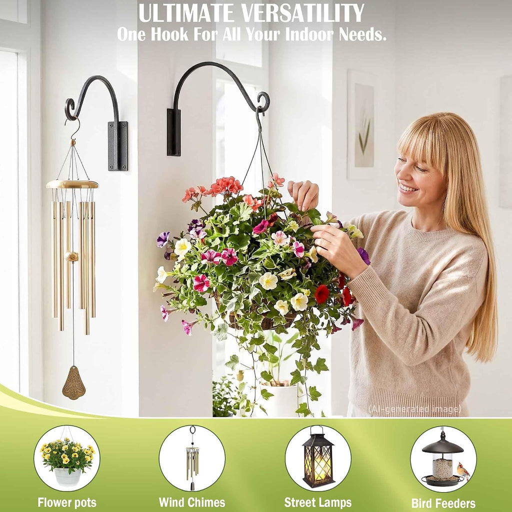 Lifyzoon Heavy Duty Plant Hanger Bracket: 80 lbs 16 Inch Outdoor Hook | Hand-forged Steel Wall Mount, Holds 80 Lbs for