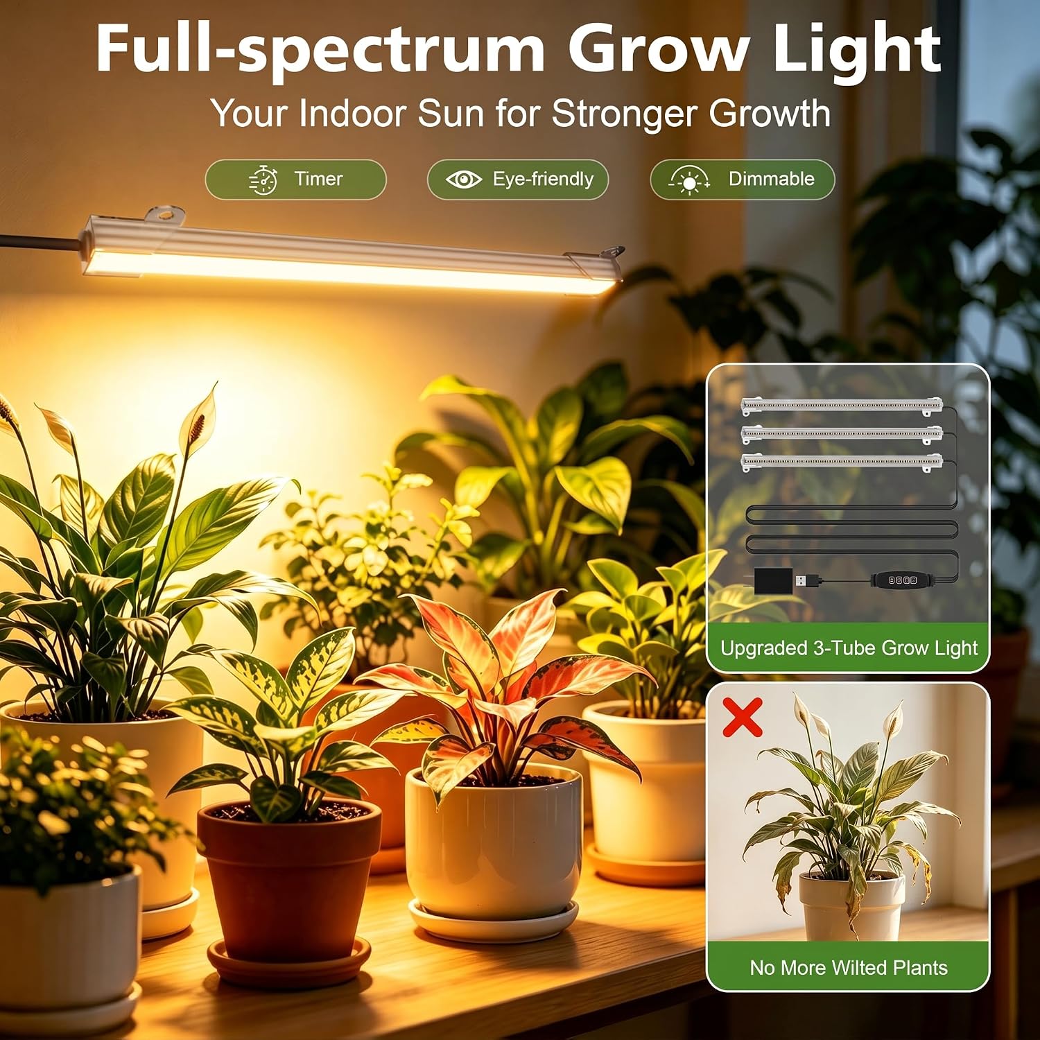 BACEKOLL Plant Stand Indoor with Grow Light, 7 Tier 49" Lighted Plant Shelf | Tree-Shaped Tall Holder with Full