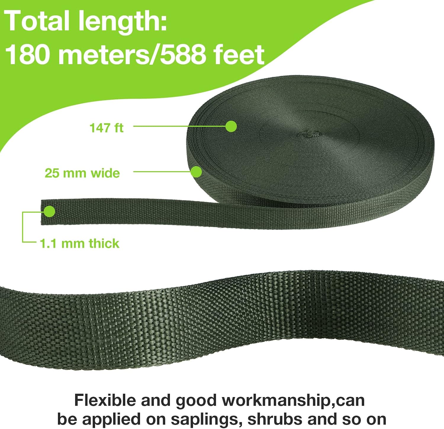 Shappy Tree Tie Strap Garden Webbing Strap Garden Plant Supports Tree Tie Staking and Guying for Outdoor Use, Plant