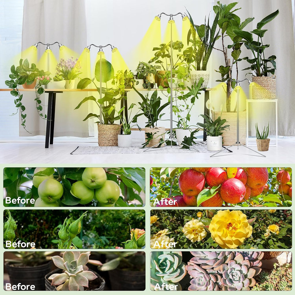 Full Spectrum Grow Lights for Indoor Plants 15-62 Inches Height Adjustable Aluminum Alloy Plant Growing Lamps with