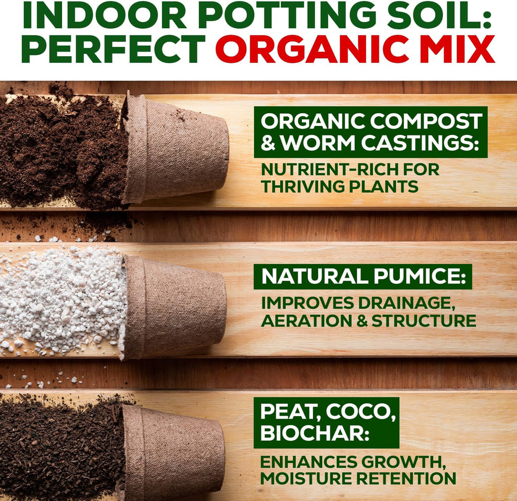 Organic Potting Soil for Indoor Plants, Living Soil, Ready to Use, 3 LB | Boost House Plant Growth for Monstera, Fiddle